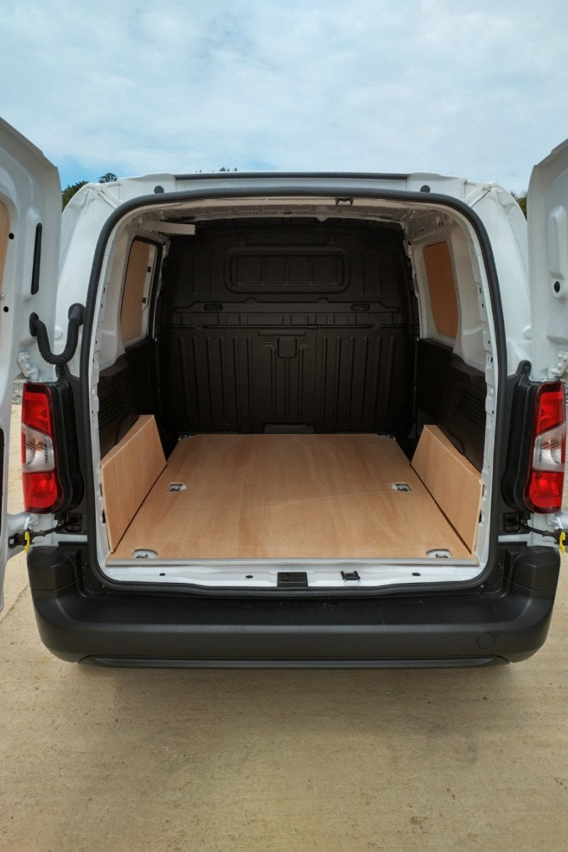 Rear view showing interior cargo space of Small Van for rental in North Cornwall