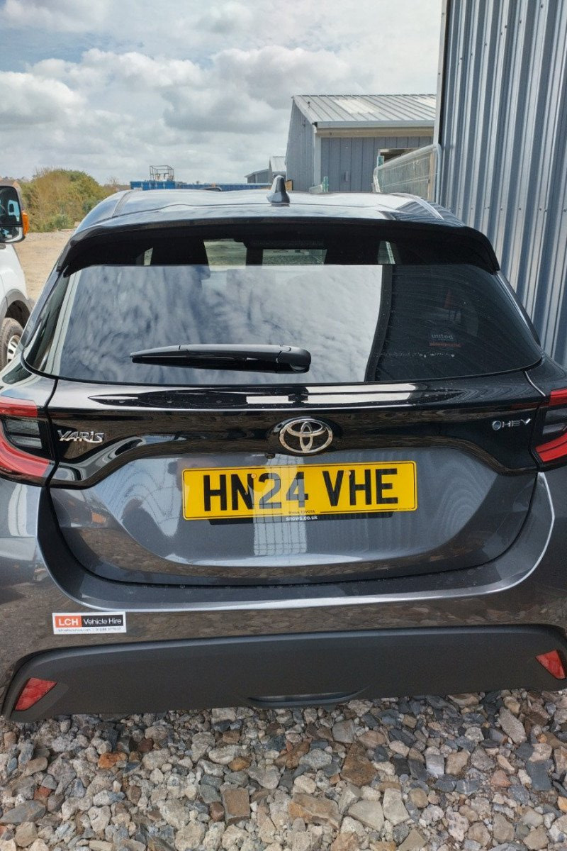 Exterior view of boot area of Toyota Yaris for hire in North Cornwall